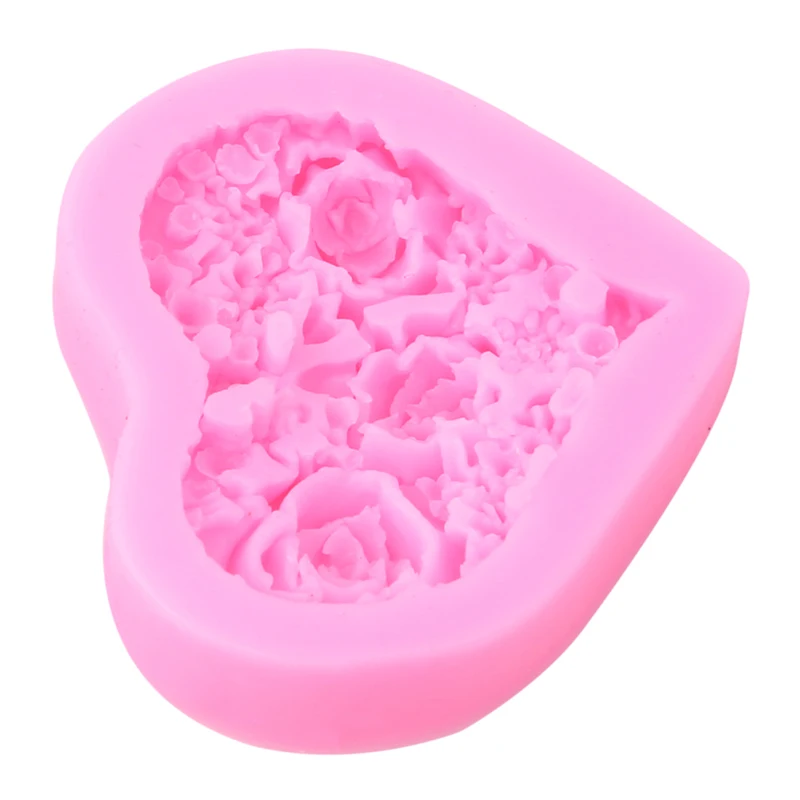 В форме сердца розы мыло формы шоколадный Свадебный DIY Fondant (сахарная) Инструменты