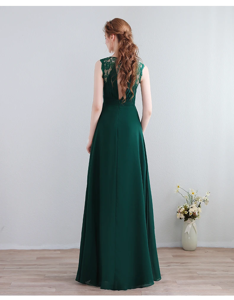 Новые зеленые шифоновые кружевные платья а силуэта для подружки невесты 2019