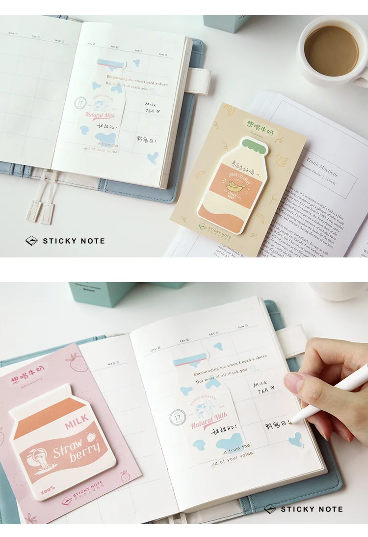 4 шт Природа молоко sticky note Кофе банан клубника блокнот наклейки для дневника стикер Канцтовары офисный школьный поставки A6498