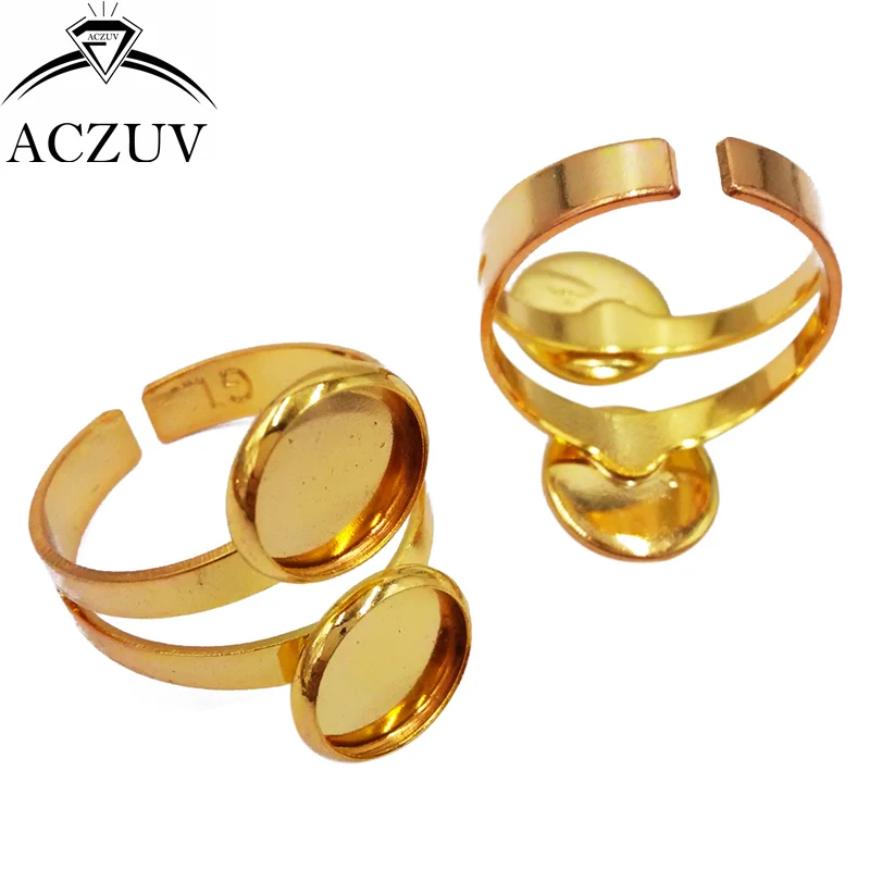 100 шт. медный Металл 10 мм 12 двойной Кабошон Установка круглый ободок кольцо