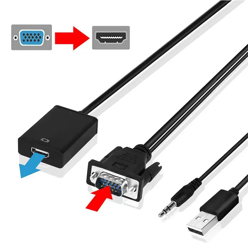 Кабель-преобразователь Eas tV ita VGA штекер-HDMI выход 1080P HD + Аудио TV AV видео адаптер для