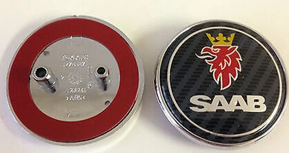 Carbon 2 pins 2 шт., 68 мм, автомобильный Стайлинг, SAAB, SCANIA, синий, черный, карбоновый, передний, задний багажник, значок, эмблема, авто логотип, 2/3 штифтов - Цвет: Carbon 2 pins
