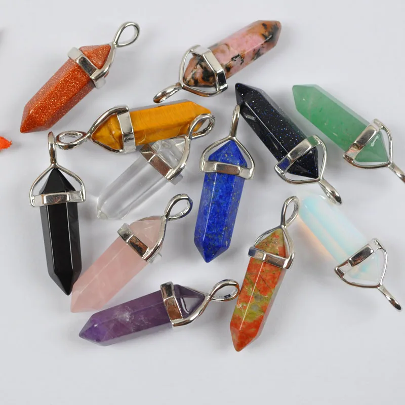 Mixed Stone Rose Crystal/Tigereye/Opal/Lapis/Purple Crystal/Rhodonite/Green Aventurine GEM Pendant Jewelry (12 pcs/lot) S2001 | Украшения и