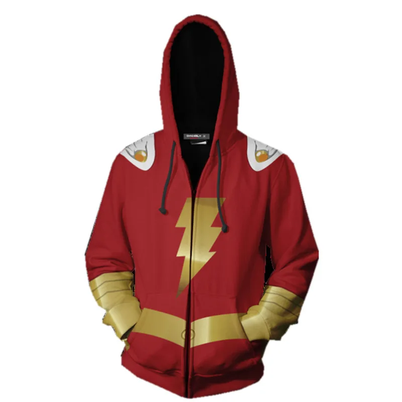 Новинка 2019 года толстовки с капюшоном на молнии костюм легиона одежда Shazam 3D