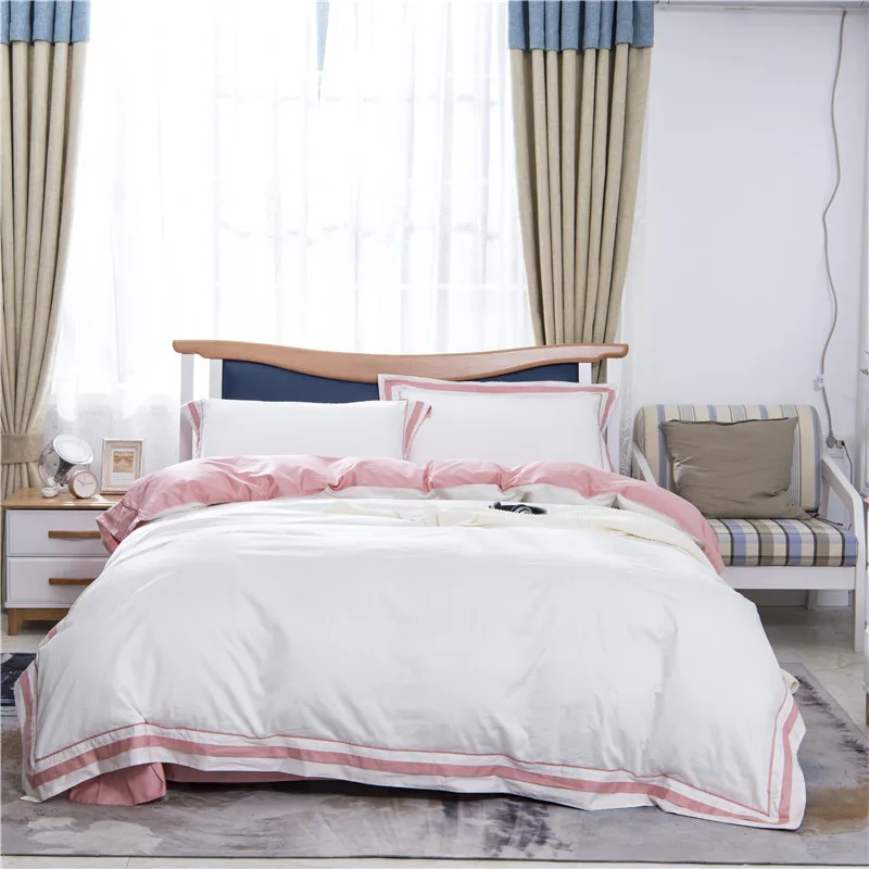 4 шт. постельные принадлежности из хлопка с пододеяльником и простыней | Дом сад