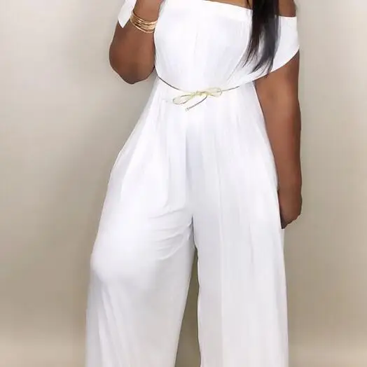 2019 летние женские свободные комбинезоны белый с открытыми плечами открытой