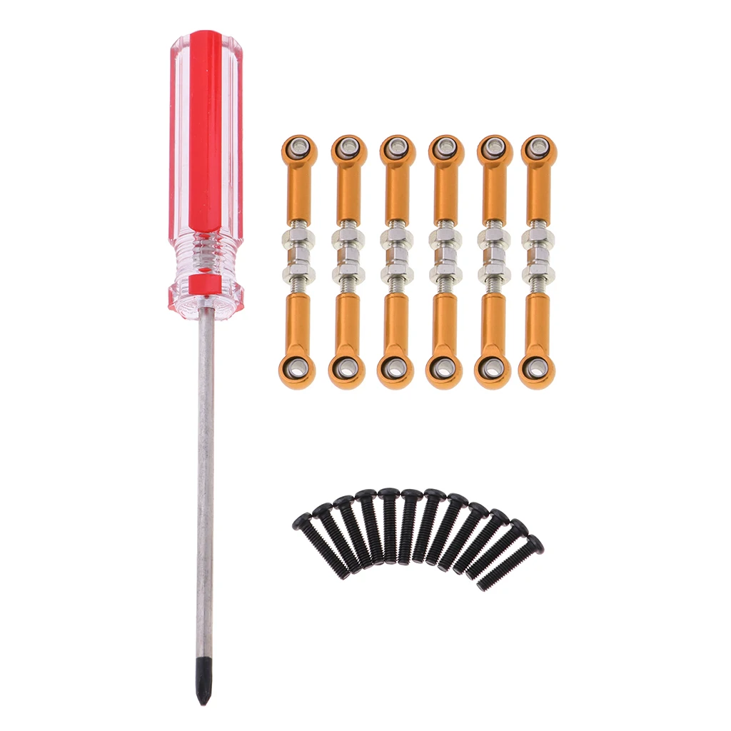 

6pcs RC Steer Servo Linkage & Screw & Screwdriver for 1:18 Wltoys 959 Cars Buggy Replacement Parts