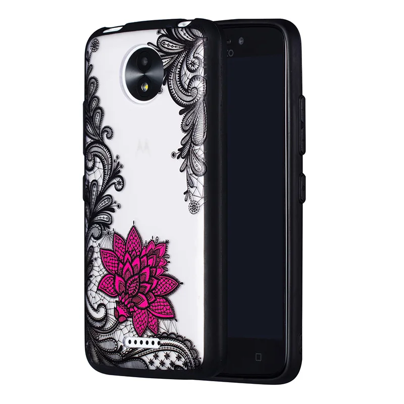 Floral Rose Patterned Soft TPU+PC Back Cover Case For Motorola Moto G4 G5 G5S G6 C Plus E4 X4 Girly Phone Cute Mujer Coque Etui |