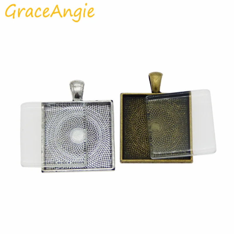 GraceAngie 2 комплекта квадратная металлическая база из старинной бронзы