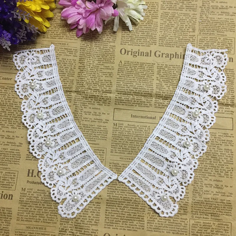 

Fadesen 21*8CM Handmade three dimensional flower pin bead lace to flower bride wedding dress DIY decorative lace accessories