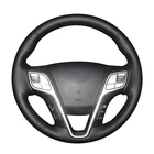 Кожа из искусственной кожи, черного цвета, для самостоятельной сборки, чехол рулевого колеса автомобиля, для Hyundai Santa Fe 2013-2018, ix45, 2013, 2014, 2015, 2016, аксессуары