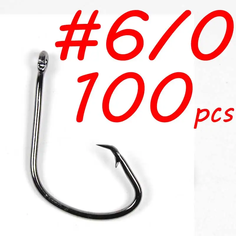 100pcs Size6I0 Black 100 шт. рыболовные крючки, 7381, черный, красный цвет, рыболовные крючки для морской воды, спортивные круглые рыболовные крючки, цена, рыболовные снасти, 3/0, 4/0, 5/0 - Цвет: 100pcs Size6I0 Black