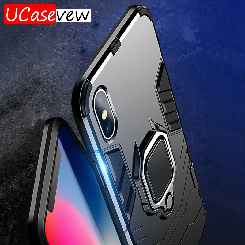 Роскошный чехол с магнитным кольцом для iPhone X Xs XR Max телефона 6 6s 7 P 8 противоударный