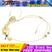3 5mm male screw thread plug dual earhook headworn headset microphone headband mic for fm karaoke wireless bodypack transmitter