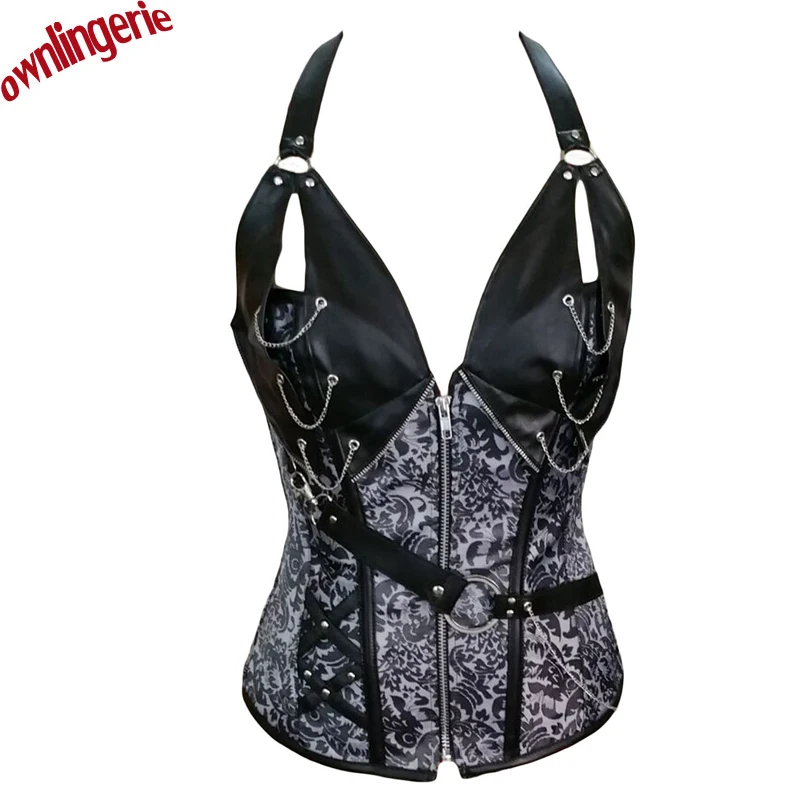 

New sexy Leather waist trainer corsets steel boned for sexy women