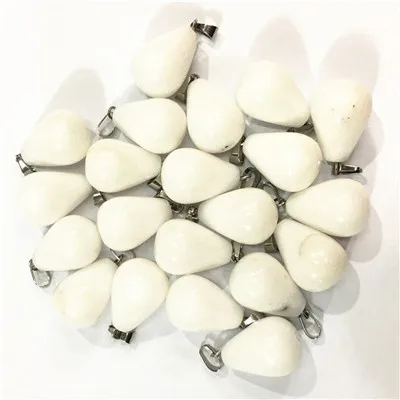 White marble 50 шт. Ассорти Натуральный камень капли воды подвески Исцеление Рейки розы кварцевые Агаты опал тигровый глаз камень подвески ожерелья 13*18 мм - Окраска металла: White marble
