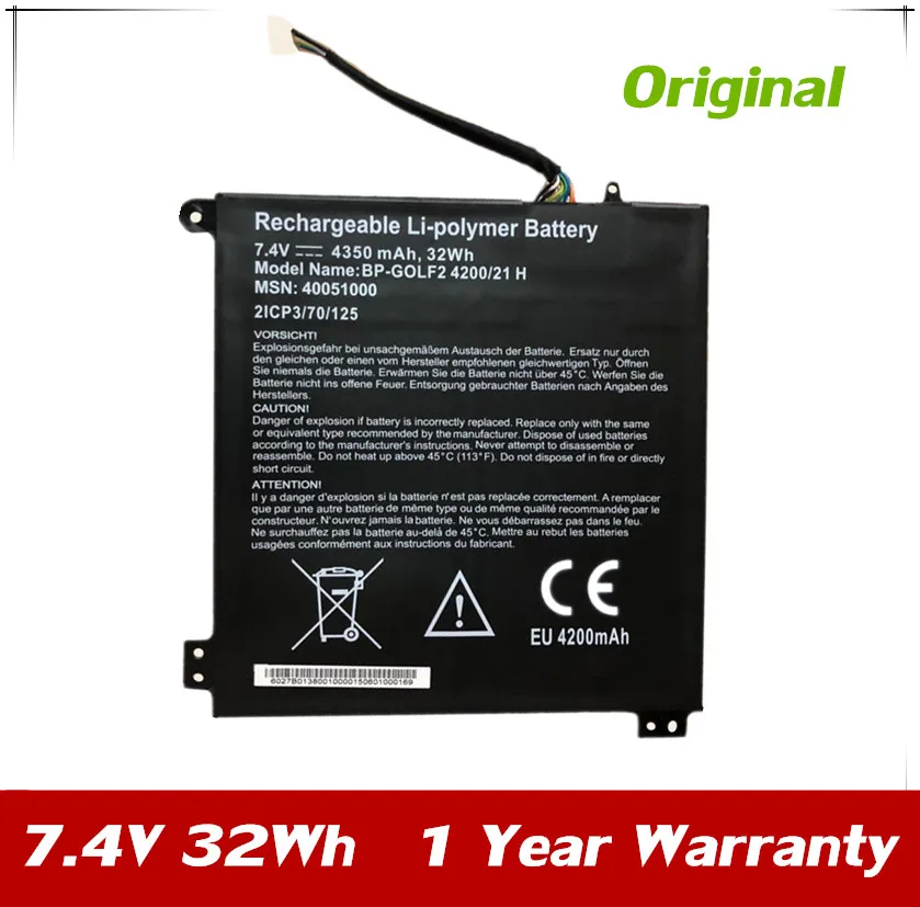 

7XINbox 7.4V 32Wh 4350mAh Original BP-GOLF2 4200/21 H Laptop Battery For Medion 40051000 2ICP3/70/125 Series Tablet