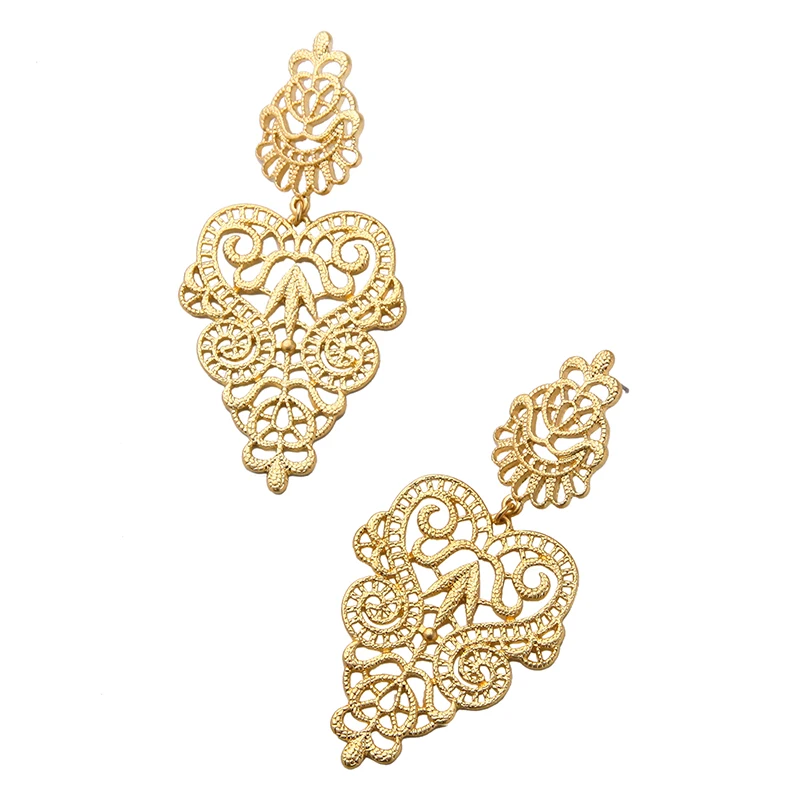 Винтажные серьги золотого цвета в цветочек элегантные женские с индийским