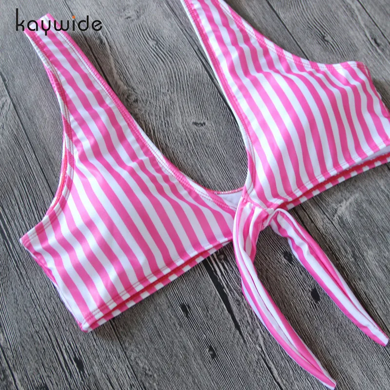 Hot Sale Two Pieces Swimwear Female Swimsuit Sexy Pink &amp White Striped Beach Bikini 2018 |