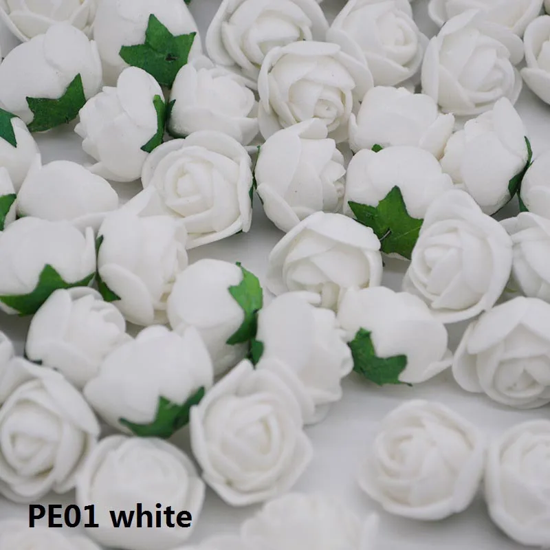 PE01 white 50 шт./лот 2 см пенополиэтилен розы головы Искусственные цветы розы ручной работы DIY свадебное украшение дома праздничные и вечерние поставки - Цвет: PE01 white