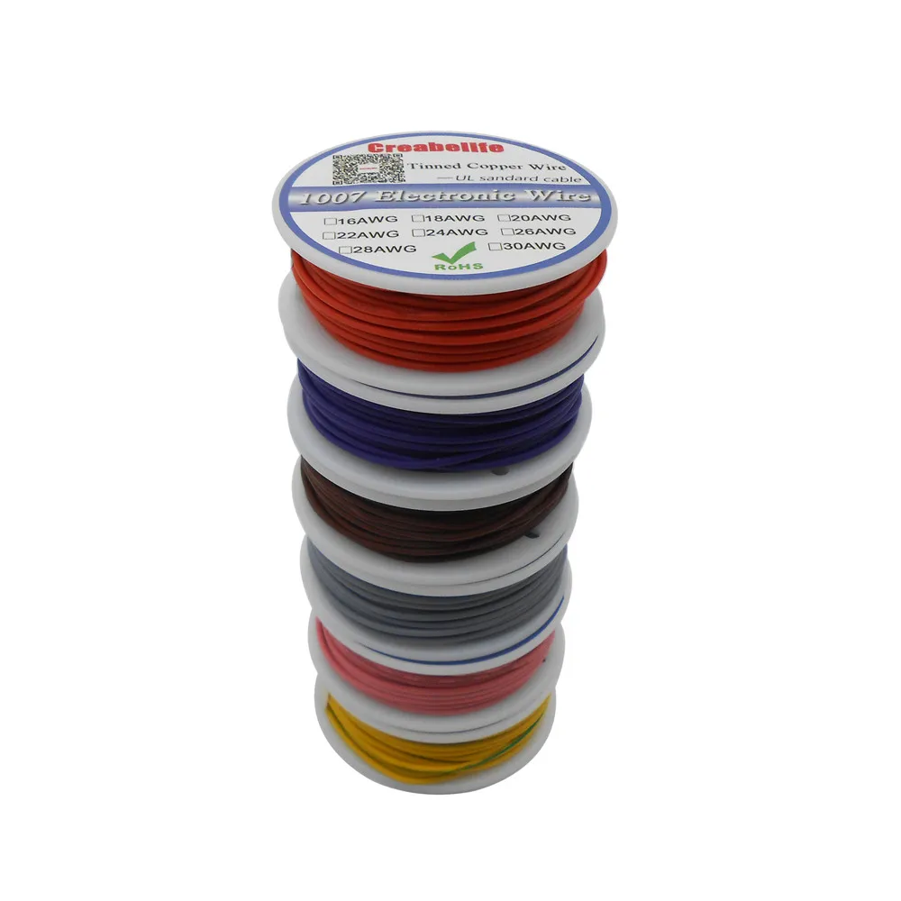 8 м/UL 1007 22AWG 12 Цветов выберите катушки посылка Электрический провод кабель Линия