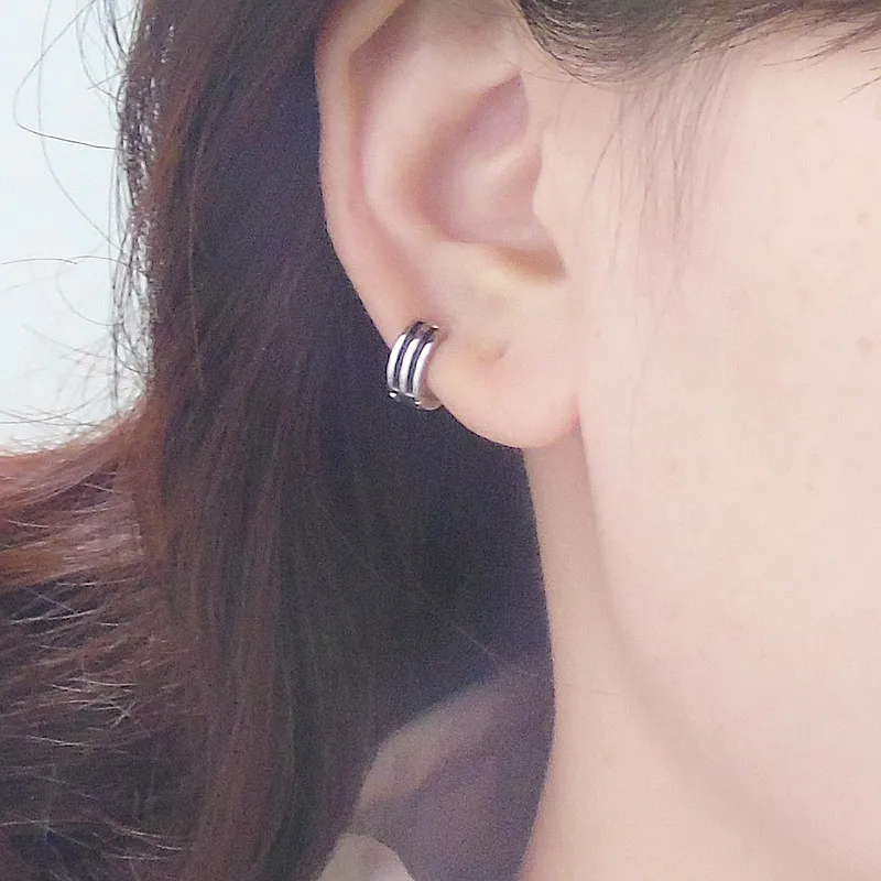 1 piece black 6.5mm Новые серьги из стерлингового серебра s925 пробы призматические полигональные серьги внутренний диаметр 5,5 мм-9 мм - Окраска металла: 1 piece black 6.5mm