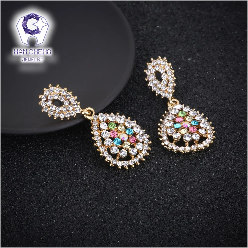 HanCheng New Fashion Hollow Dangle Hanging Golden Long Gem Rhinestone Drop Earrings For Women Statement Jewelry brincos bijoux | Украшения