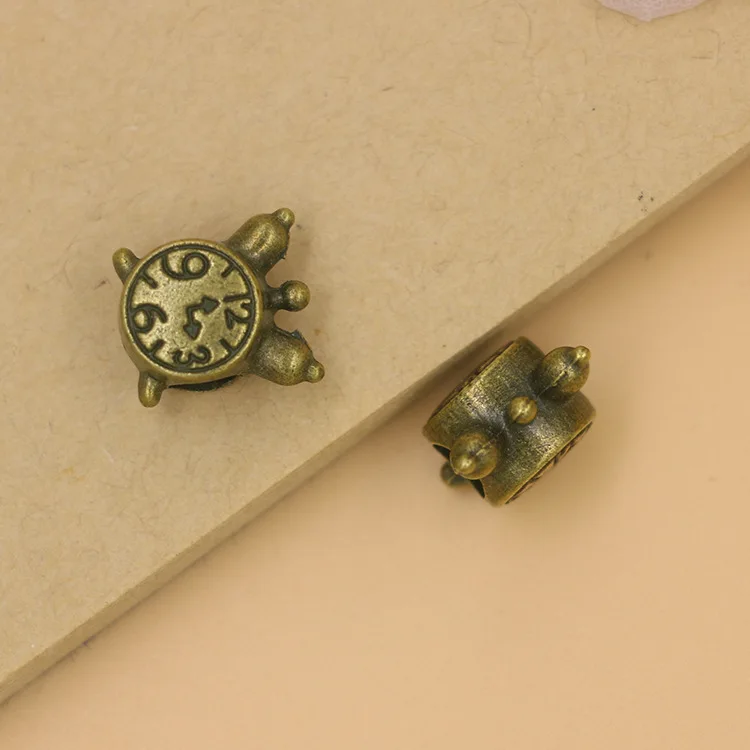 

100pcs bronze alarm clock bead zinc alloy Pendant charm Handmade bracelet necklace keychain Jewelry Fit Europe 11*11*8mm
