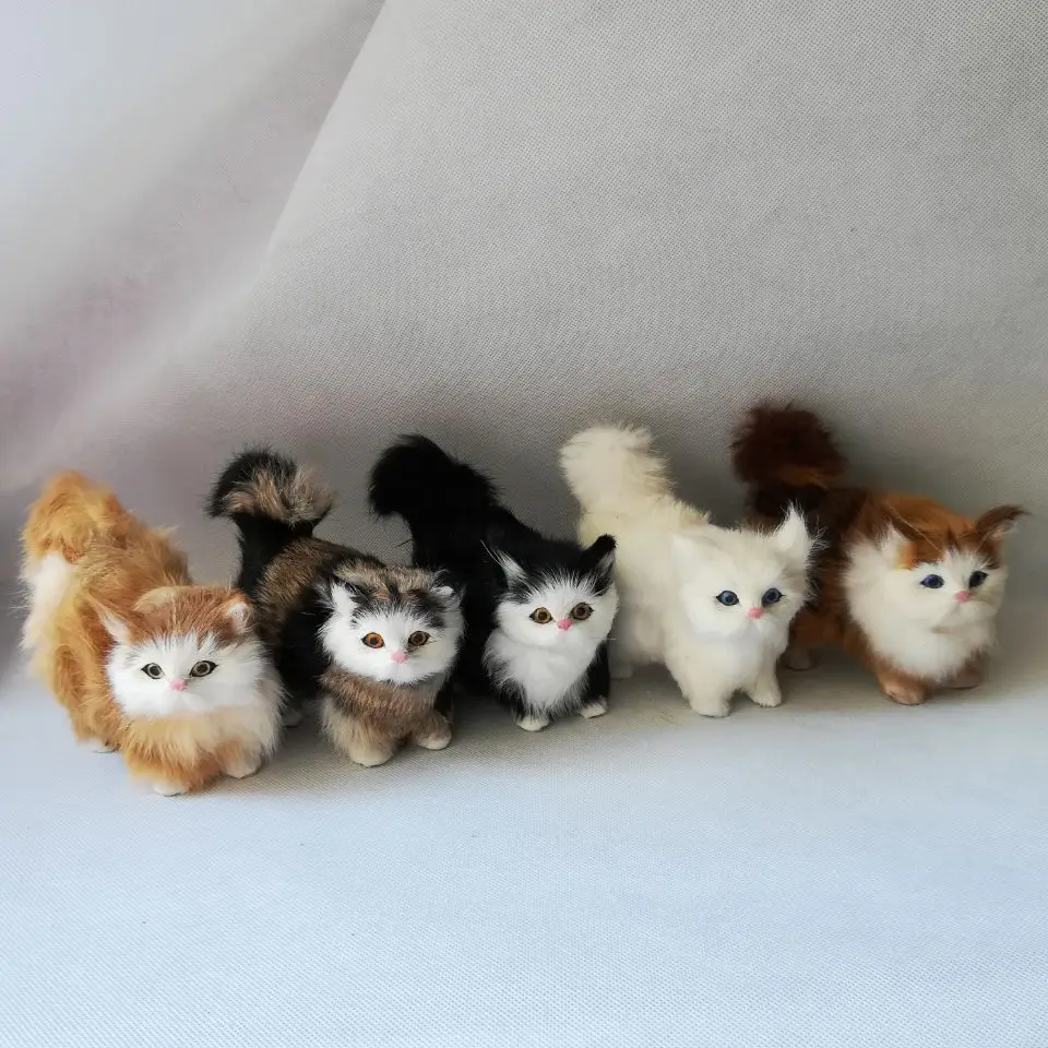 В реальной жизни toy около 12x13 см cat модель полиэтилен и меха кошка модель домашнего украшения реквизит, подарок h1258
