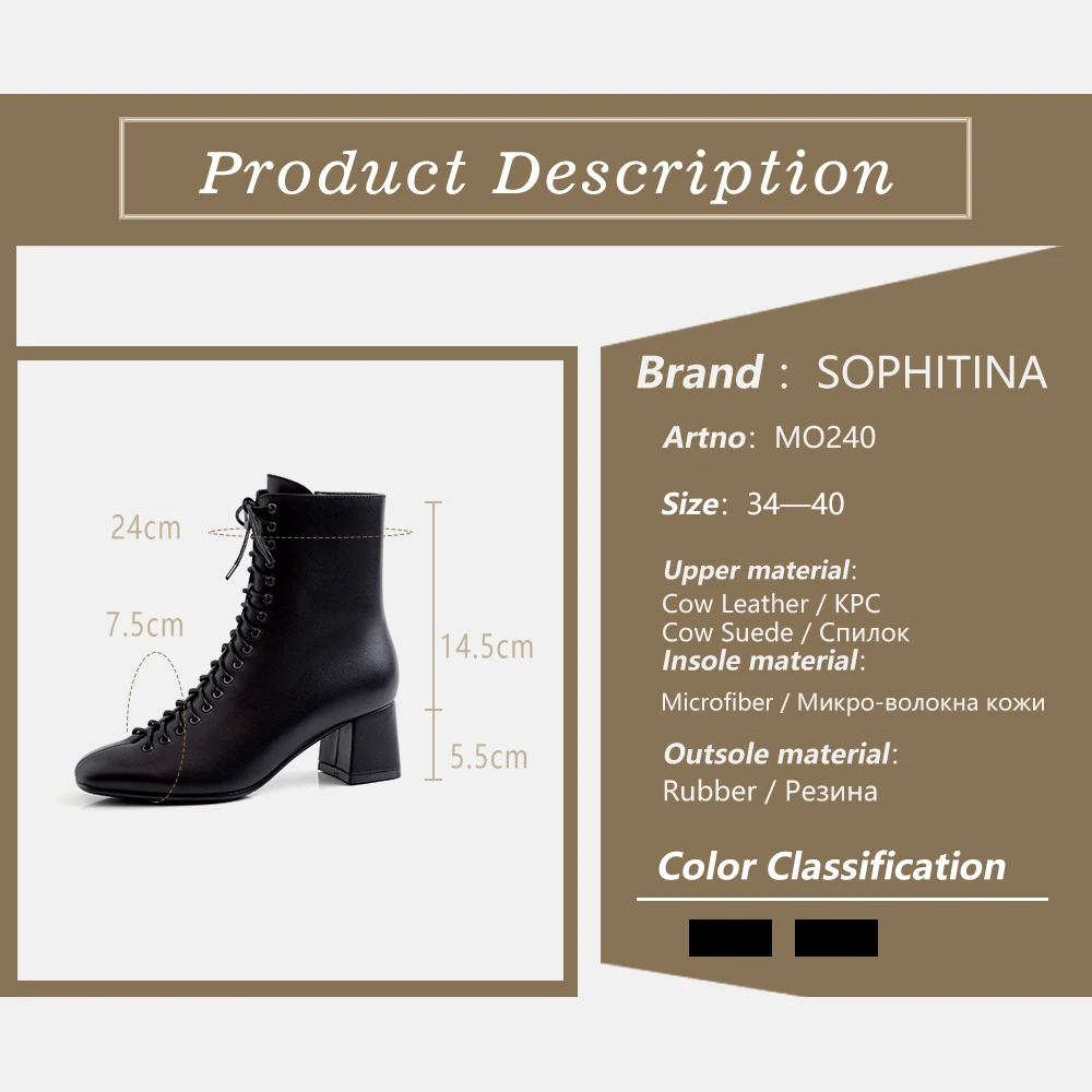 

SOPHITINA Fashion Solid Boots Comfortable High Square Heel Cow Suede New Unique Women's Shoes Hot Sale Fashion Ankle Boots MO240