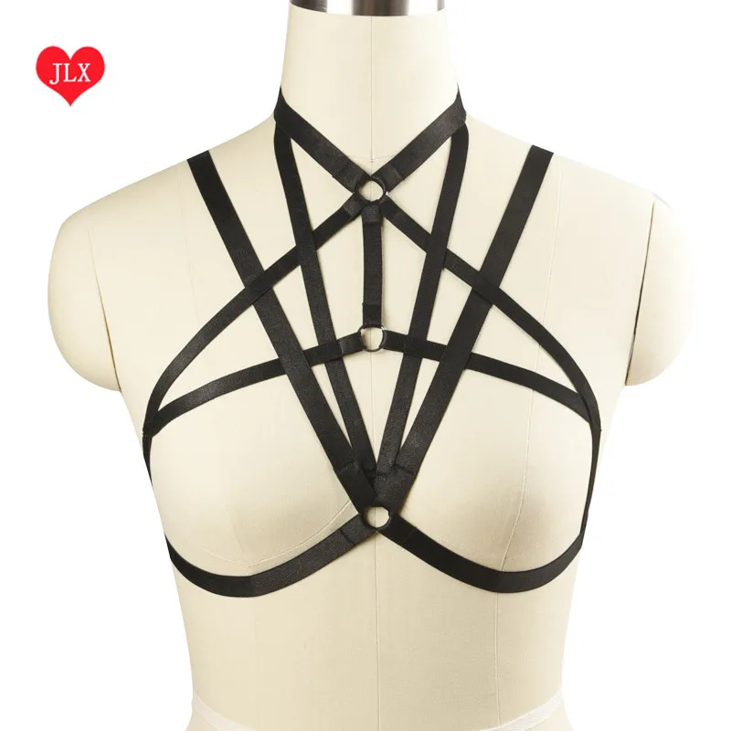 Женский сексуальный кроп топ клетка жгут Бондаж Клетка Bralette черная обвязка для