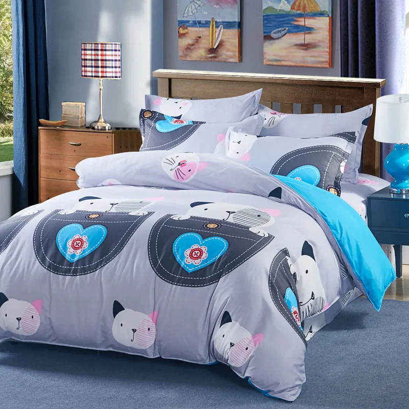 Синий ночное милое дитя ребенок Постельное белье (пододеяльник простынь и