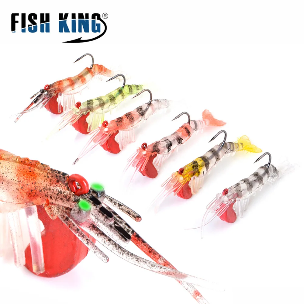 

FISH KING 3 шт. мягкие рыболовные приманки для креветок, искусственные приманки для креветок 7 см/7 г 10 см/14,5 г, Мягкая приманка, бионическая приман...