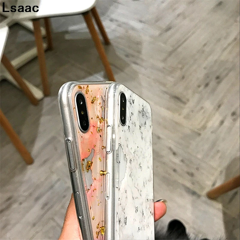 Gold Foil Bling Marble Phone Cases For iPhone X XS MAX XR 11 Pro Hole Soft TPU Case Cover 7 8 6 6s Plus Glitter Back |