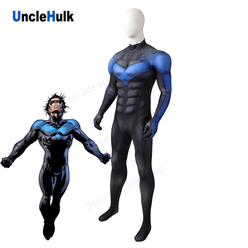 Костюм для косплея Nightwing Muscle черно синий костюм из спандекса с шелковой нитью