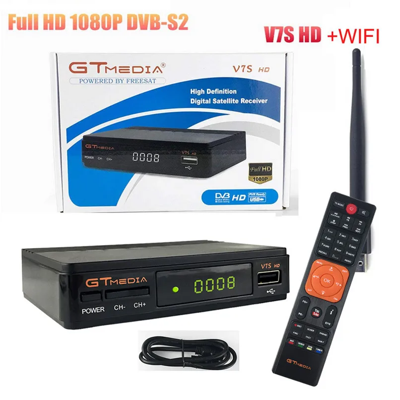 Цифровой конвертер Gtmedia V7S HD DVB S2 спутниковый ресивер 1080p поддержка USB Wi Fi антенны