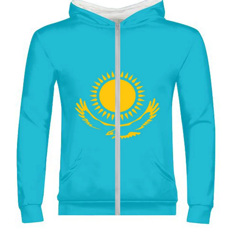 KAZAKHSTAN мужской diy на заказ имя фото Каз толстовка на молнии Национальный флаг kz русский kazakh страна колледж Одежда для мальчиков