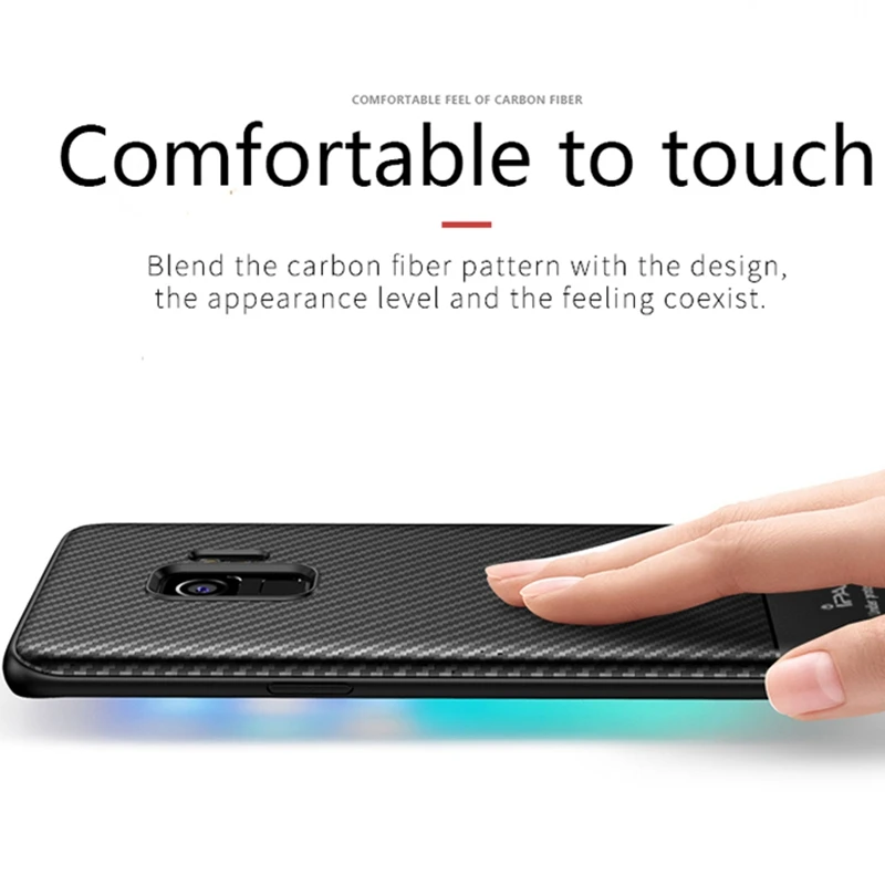 IPAKY Углеродное Волокно ТПУ чехол для Samsung Galaxy S9 ударопрочный Ультратонкий