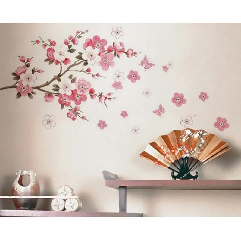 Sakura дизайн, Настенная Наклейка цветок для домашний декор гостиной настенные часы с Стикеры для детской комнаты дети младенцы Спальня 45*60 см