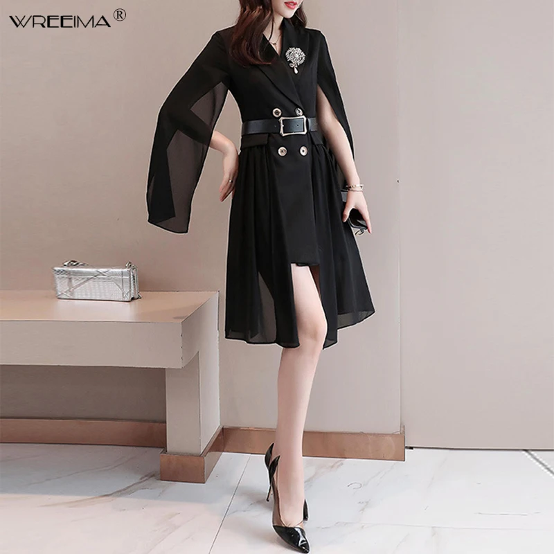 Женское вечернее платье wreeima белое мини с отложным воротником рукавами плащами и