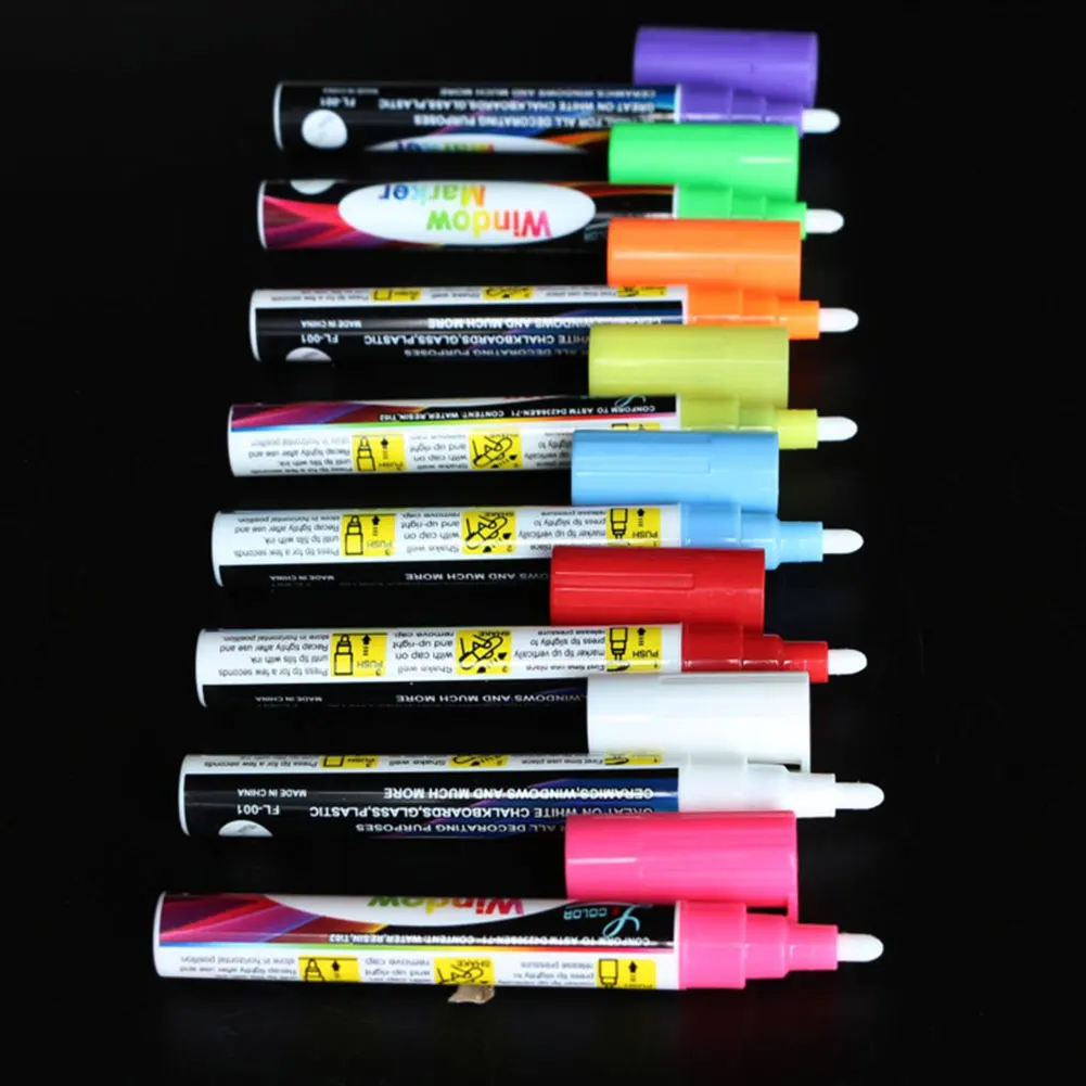 8pcs/set Reversible Tip Highlighter Fluorescent Liquid Chalk Marker Pen for LED Writing Blackboard | Канцтовары для офиса и
