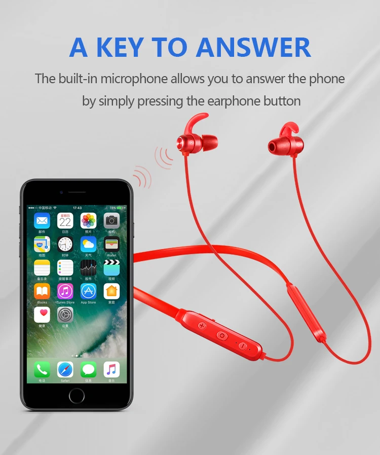 NAIKU 4D Bluetooth наушники Встроенный микрофон беспроводные легкие шейные спортивные