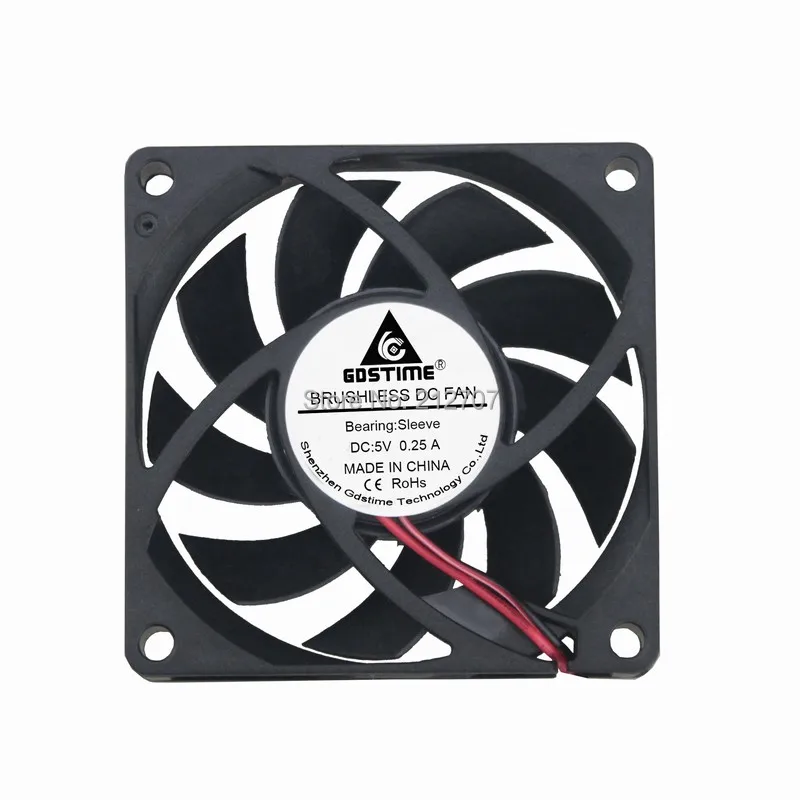 5 шт. Gdstime DC В 2Pin 70 мм 70x70x15 7015 кулер для процессора Бесщеточный Охлаждающий