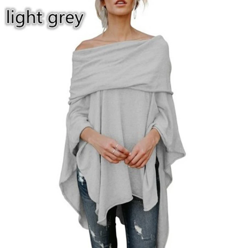 Женская мода со спущенными плечами блузка асимметричной перекрытия однотонные