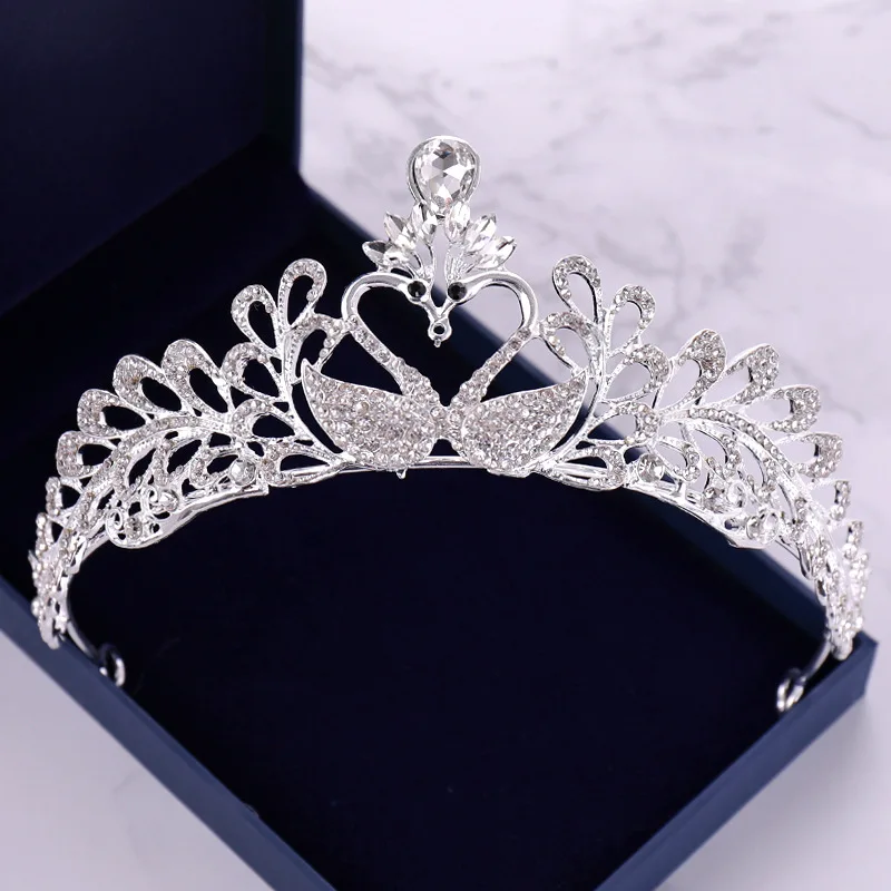 Rhinestone Princess Crown Pearl Wedding Tiaras Swan Jewelry For Kids' Ballet Performances Fashion Accessories