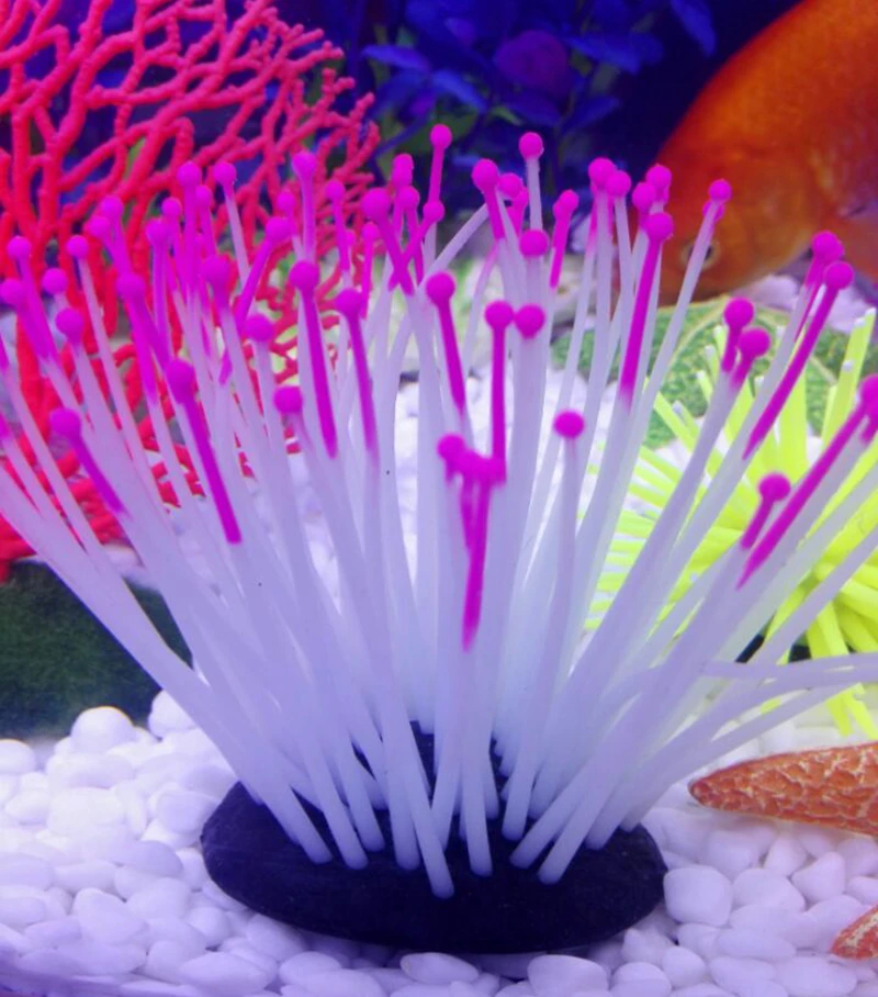 Аквариума украшения орнамент флуоресцентные Имитационные морской анемон