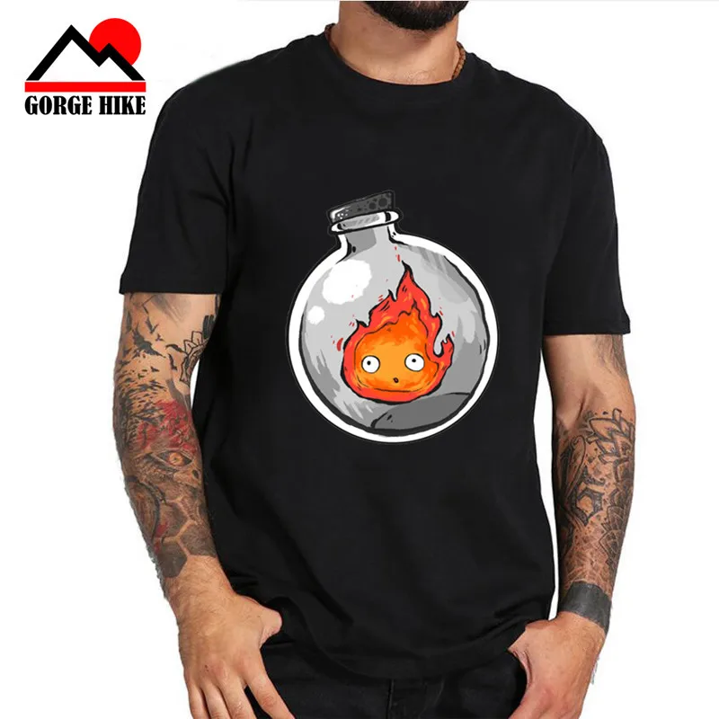 Мужская футболка с подвижным замком Red Fire Demon Ramen Howl мангой Ghibli забавная уличная