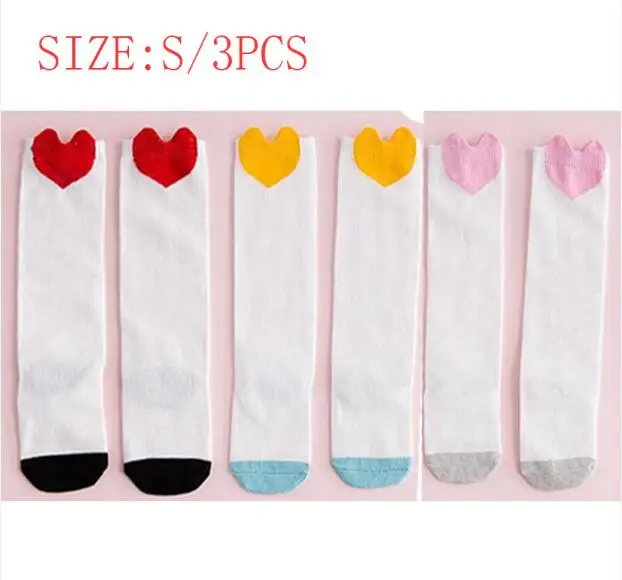 Love 3pcs S Гольфы до колена для детей от 0 до 3 лет, милые детские забавные носки с кроликом из мультфильма детские лыжные носки для мальчиков, носки для девочек - Цвет: Love 3pcs S