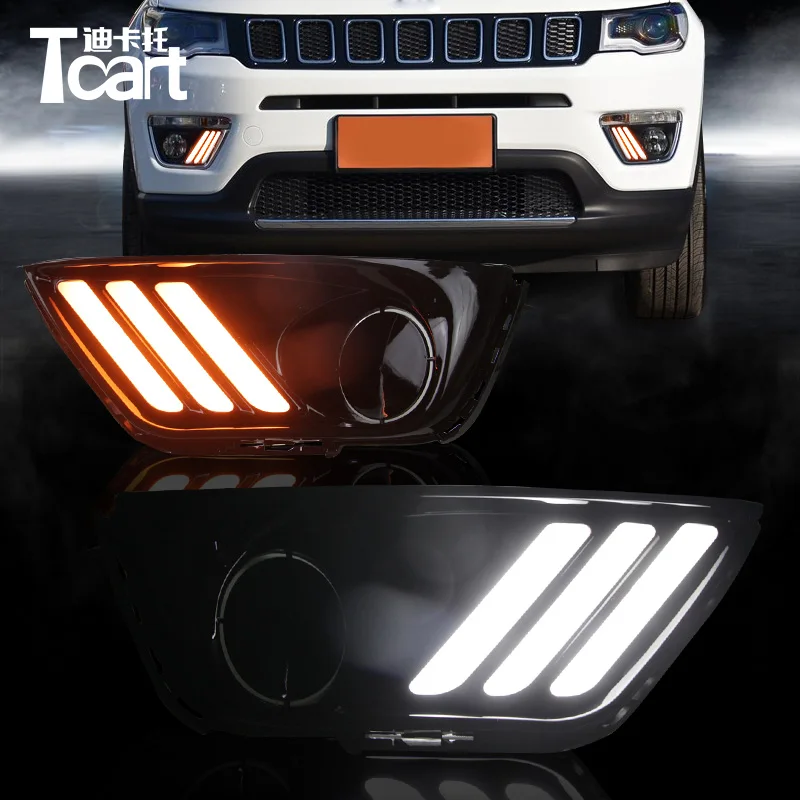 Tcart дневные ходовые огни лампы для Jeep Compass 2017 2018 светильник s светодиодный туман