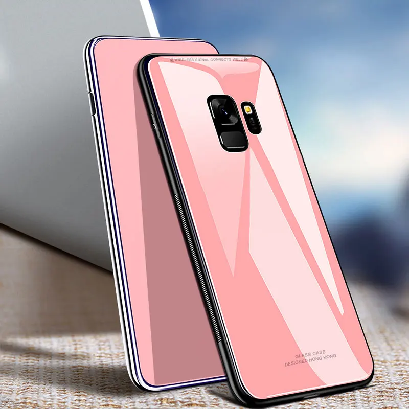 Pink ZNP роскошный задний стеклянный чехол для телефона для samsung Galaxy S10 S9 S8 Plus S10E полный чехол для samsung Note 8 9 S7 Edge чехол s Shell - Цвет: Pink